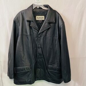 Wilsons Leather M Julian Mens Sz 2X Black Leather Jacket Car Coat Quilted Lining